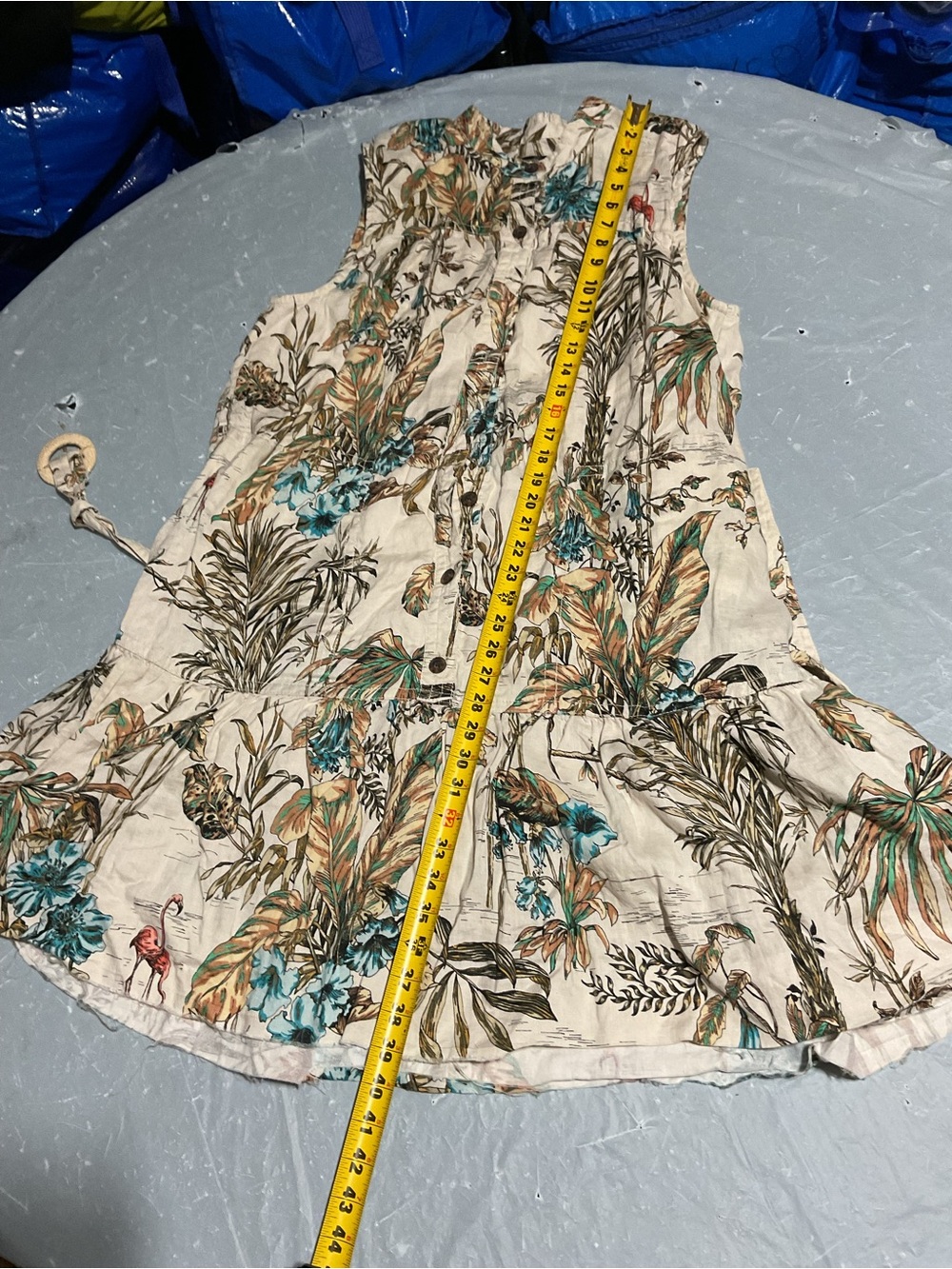 Sleeveless Cream Floral Button-Front Sundress - Picture 9 of 11